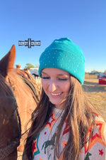 Load image into Gallery viewer, TURQUOISE-Shine Bright Beanie
