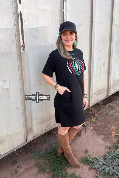 Desert Rose Dress | Western Aztec Cowgirl T-Shirt Dress