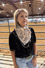 Load image into Gallery viewer, Mustang Magic Wild Rag | Western Horse Print Cowgirl Scarf
