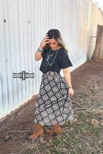 Load image into Gallery viewer, Stockman Skirt | Western Aztec Cowgirl Maxi Skirt Smocked Waist
