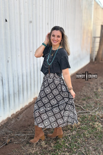 Stockman Skirt | Western Aztec Cowgirl Maxi Skirt Smocked Waist