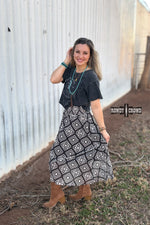 Load image into Gallery viewer, Stockman Skirt | Western Aztec Cowgirl Maxi Skirt Smocked Waist
