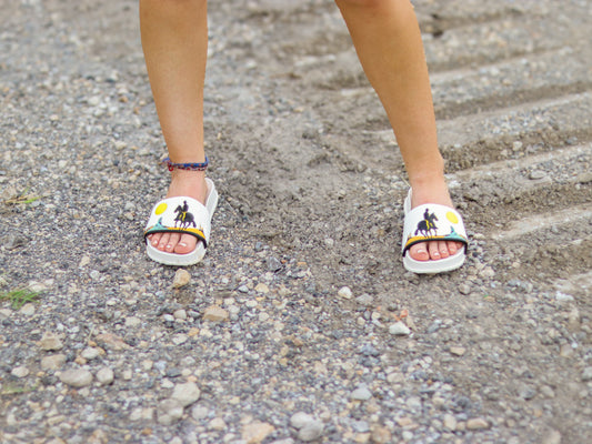 Saddle Bum Slides | Western Cowgirl Cowboy Sunset Comfort Slides