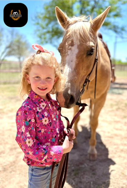 Flower Power Girls Pearl Snap | Western Kids Girls Floral Button-Up Pearl Snap