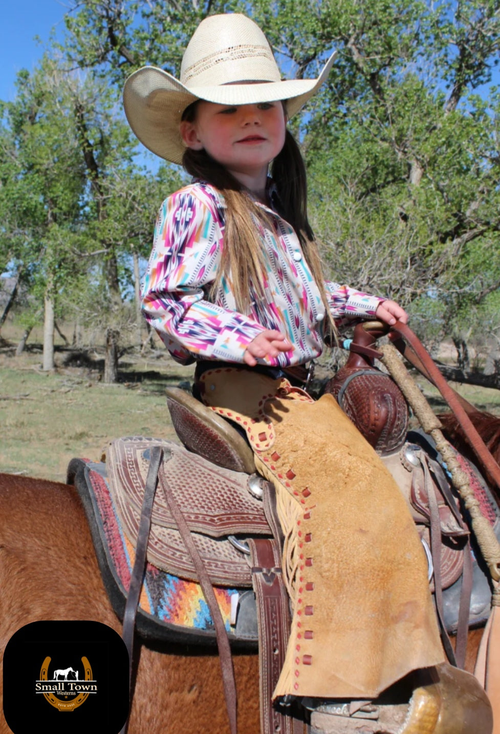 Chisolm Trails Pearl Snap | Western Kids Girls Colorful Button-Up Pearl Snap