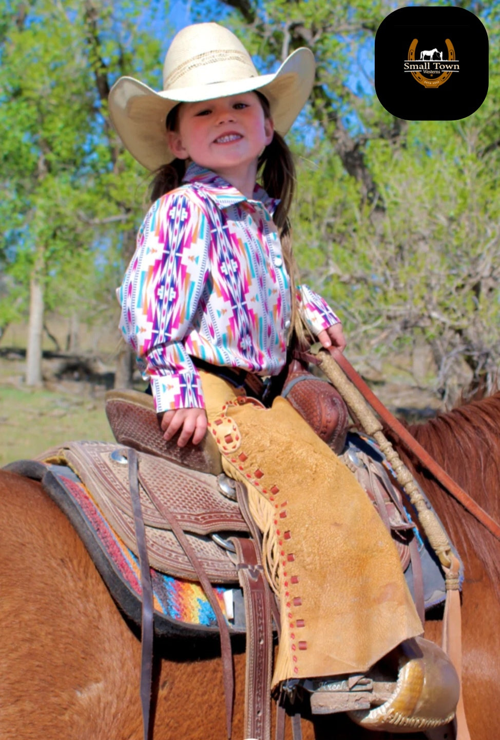 Chisolm Trails Pearl Snap | Western Kids Girls Colorful Button-Up Pearl Snap