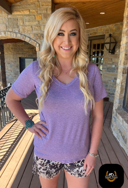 Simple Sterling V-Neck | Western Cowgirl Purple Modal V-Neck Top