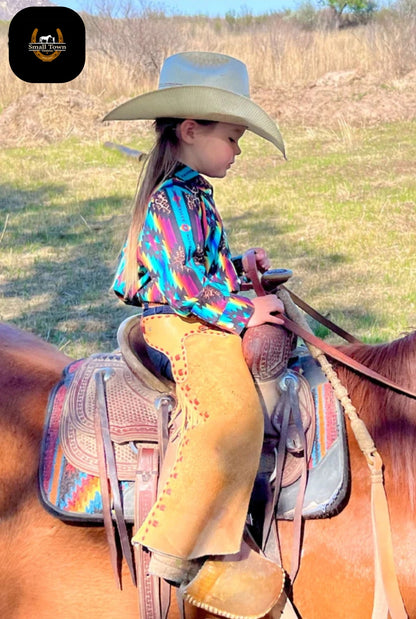 Born To Stand Out Pearl Snap | Western Kids Cheetah Aztec Pink Button-Up Pearl Snap