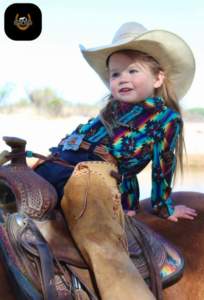 Born To Stand Out Pearl Snap | Western Kids Cheetah Aztec Pink Button-Up Pearl Snap