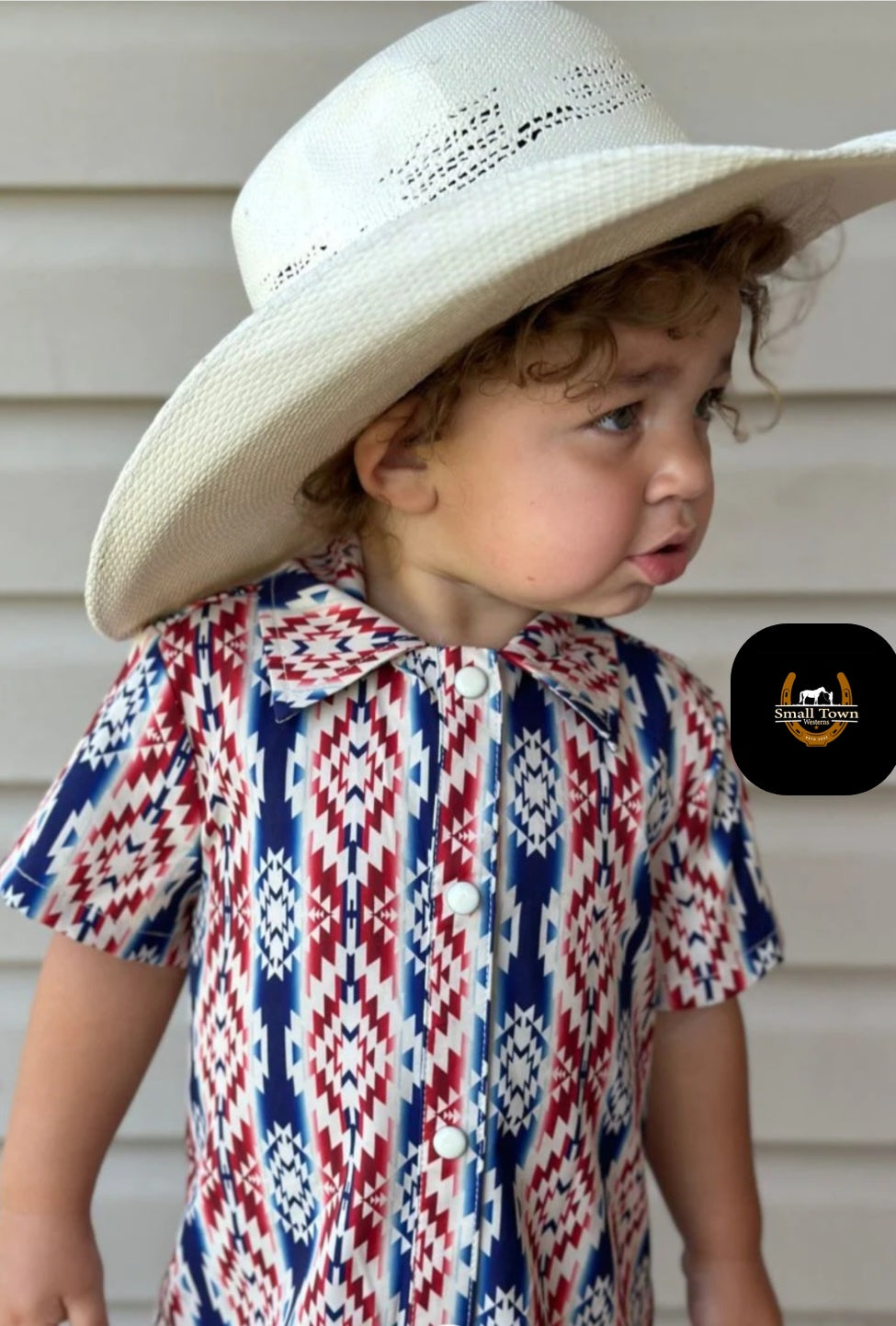 Freedom Ring Kids Pearl Snap | Western Kids Patriotic Aztec Button-Up Pearl Snap