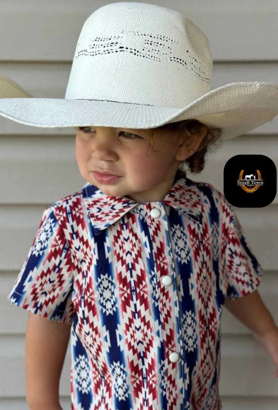 Freedom Ring Kids Pearl Snap | Western Kids Patriotic Aztec Button-Up Pearl Snap