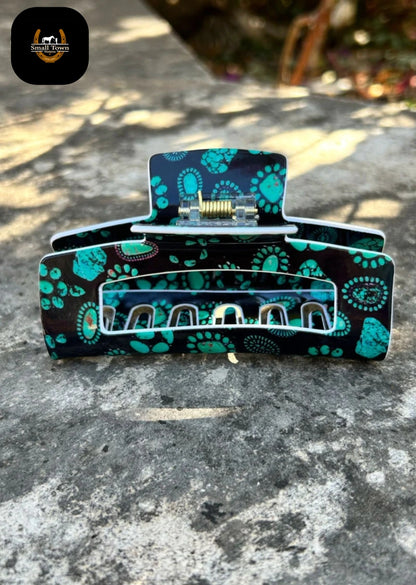 Forever In Turquoise Hair Clip | Western Cowgirl Turquoise Squash Blossom Hair Clip