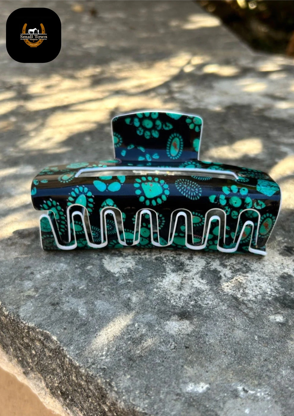 Forever In Turquoise Hair Clip | Western Cowgirl Turquoise Squash Blossom Hair Clip