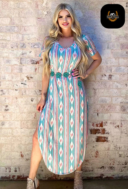 Mama Mia Maxi Dress | Western Serape Aztec Cowgirl V-Neck Maxi Dress