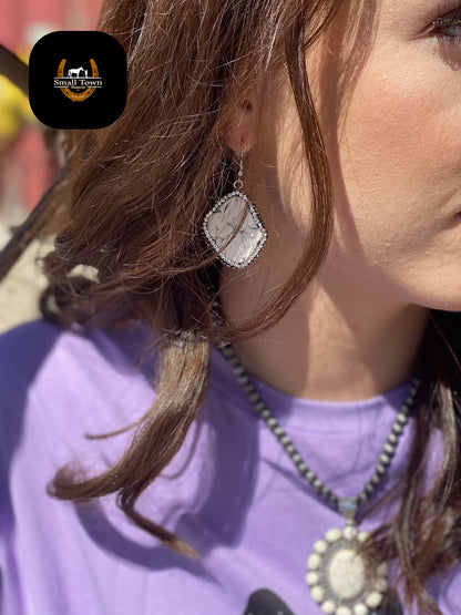 Round Rock Earrings - White