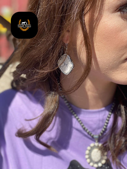 Round Rock Earrings - White