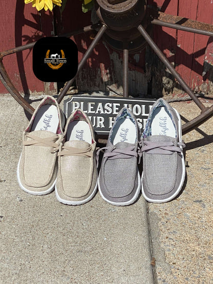 Holly Slip-Ons | Western Cowgirl Woven Canvas Slip-On Shoes