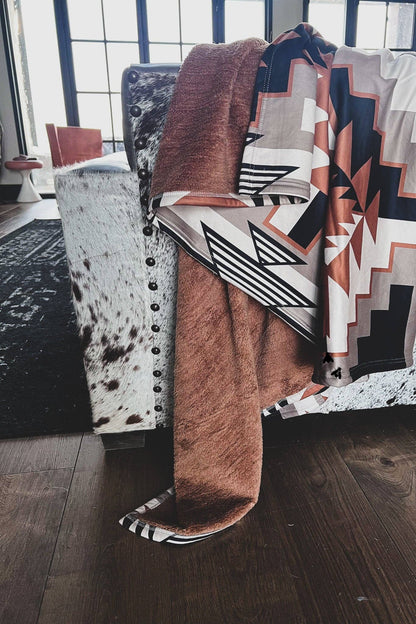 Santa Fe Dust Blanket | Western Aztec Plush Reversible Throw Blanket