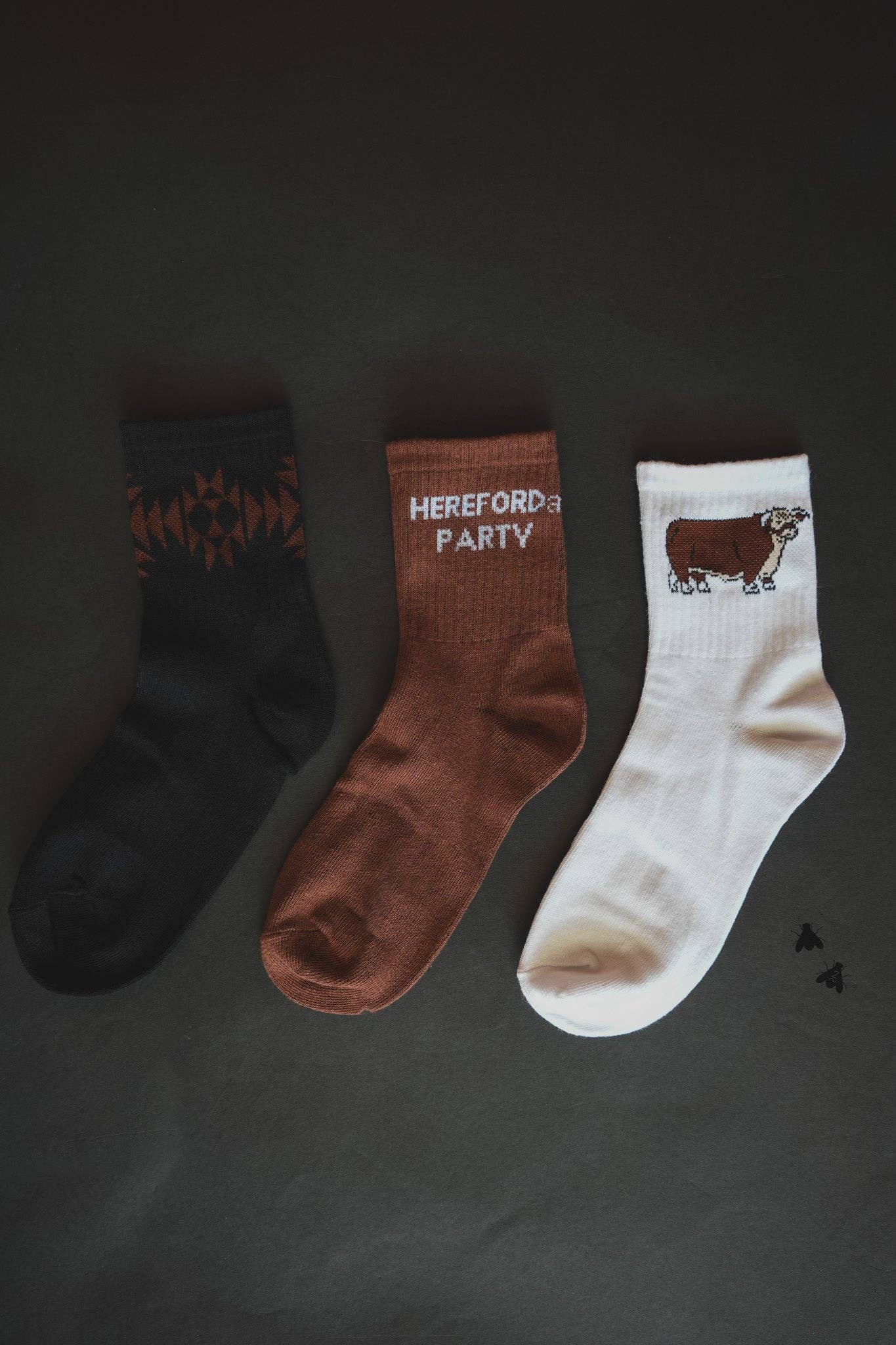 Sock Em Silly - Hereford | Western Cowgirl Crew Socks 3-Pack