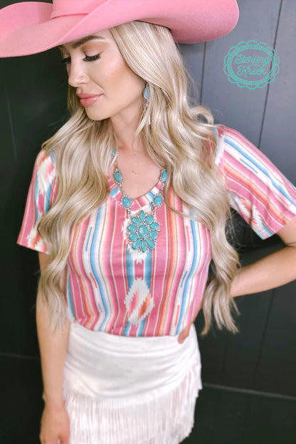 Frio River Top | Western Serape Aztec Cowgirl V-Neck Top