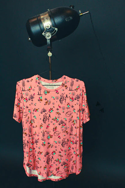 Made Ya Buck Top | Western Floral Cowgirl Short Sleeve Top