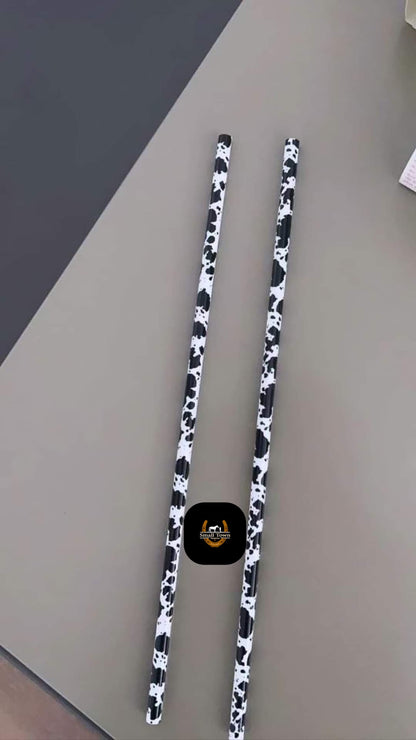 Dairy Cow Straws | Western Cowgirl Cow Print Reusable Plastic Straws