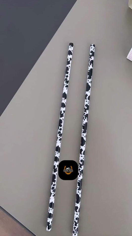 Dairy Cow Straws | Western Cowgirl Cow Print Reusable Plastic Straws
