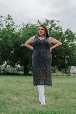 Load image into Gallery viewer, Thank You Mesh Dress - Cowboy Print | Western Cowgirl Mesh Maxi Dress Plus Size
