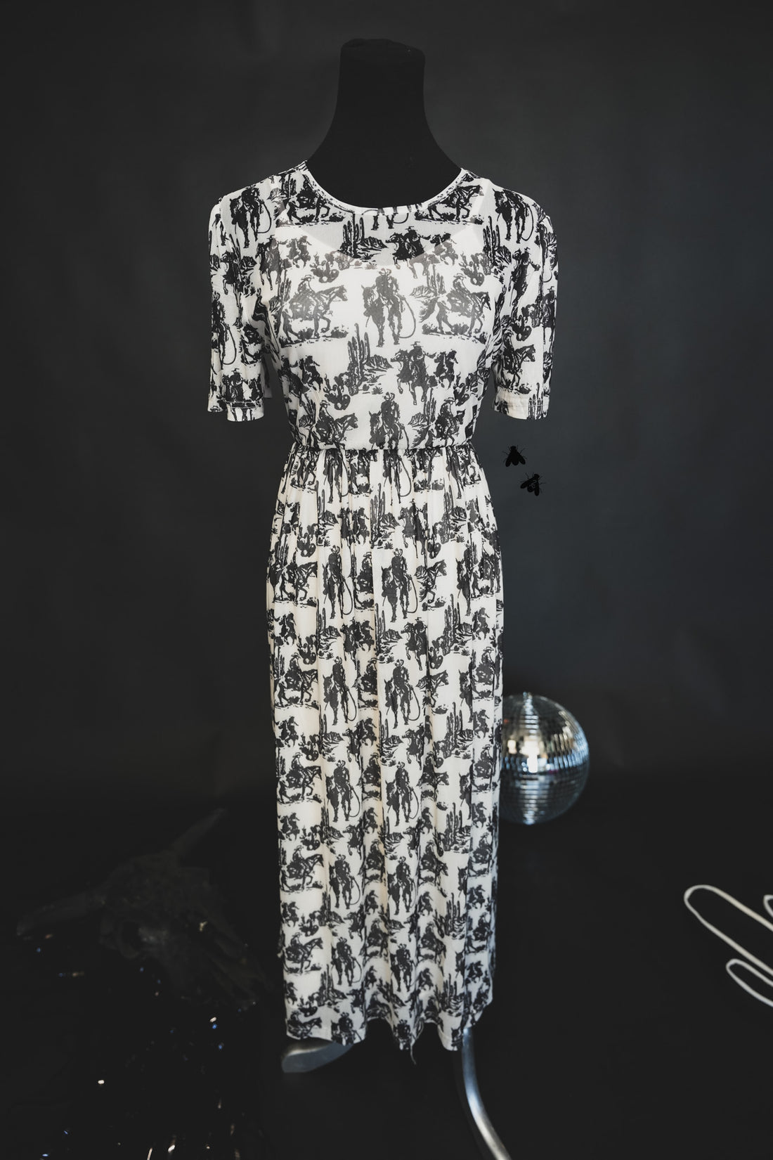 Wanderer Dress | Western Cowboy Print Cowgirl Mesh Maxi Dress