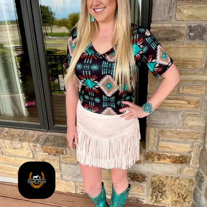 Fort Worth Fringe Skirt - Cream | Western Cowgirl Fringe Mini Skirt