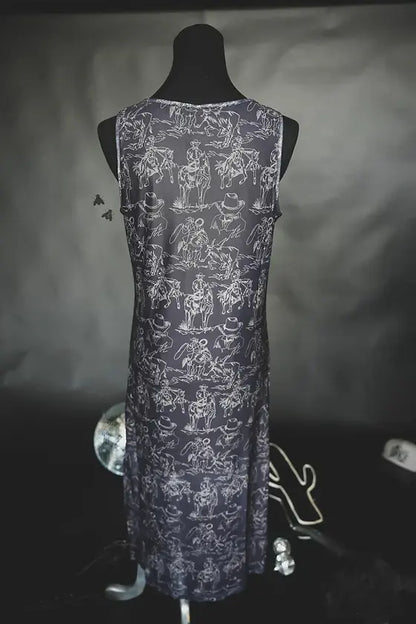 Thank You Mesh Dress - Cowboy Print | Western Cowgirl Mesh Maxi Dress Plus Size