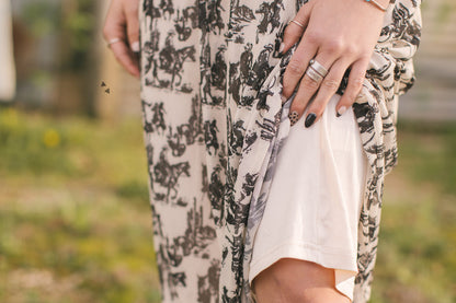 Wanderer Dress | Western Cowboy Print Cowgirl Mesh Maxi Dress