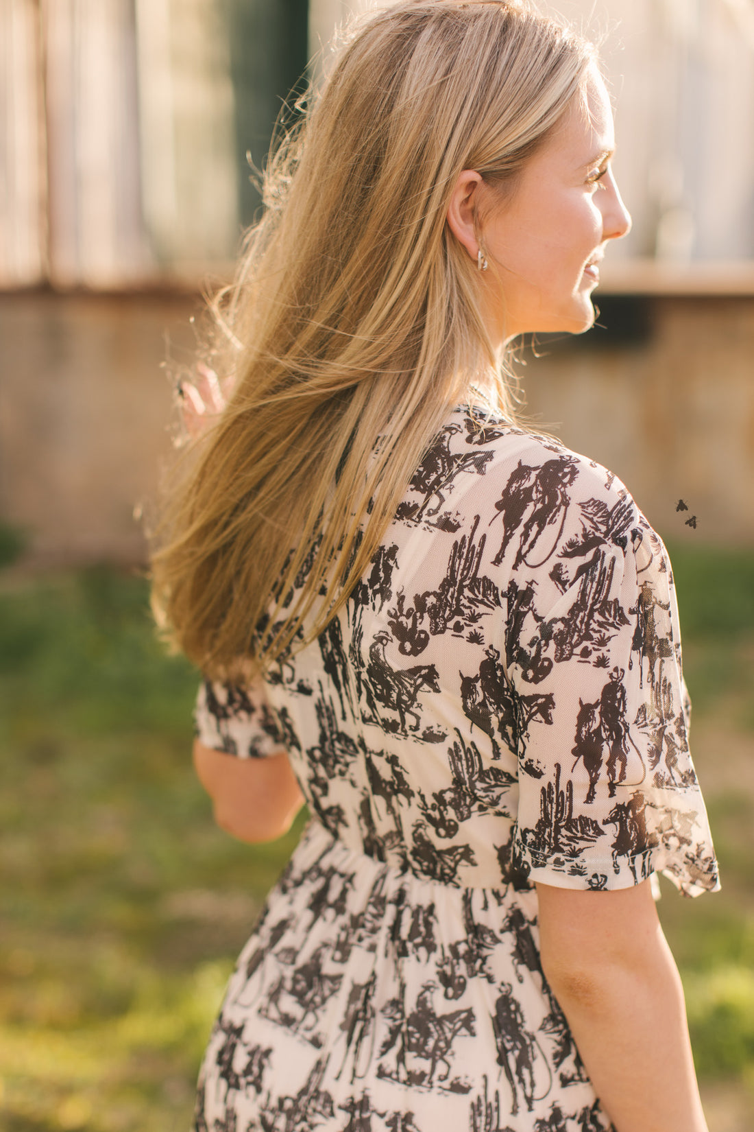 Wanderer Dress | Western Cowboy Print Cowgirl Mesh Maxi Dress