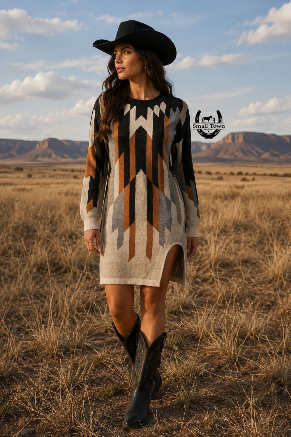 Sedona Vibes Dress | Western Cowgirl Sweater Knit Dress