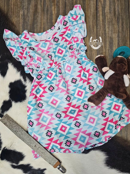 Rowdy Romper / Girls Adorable Western Print