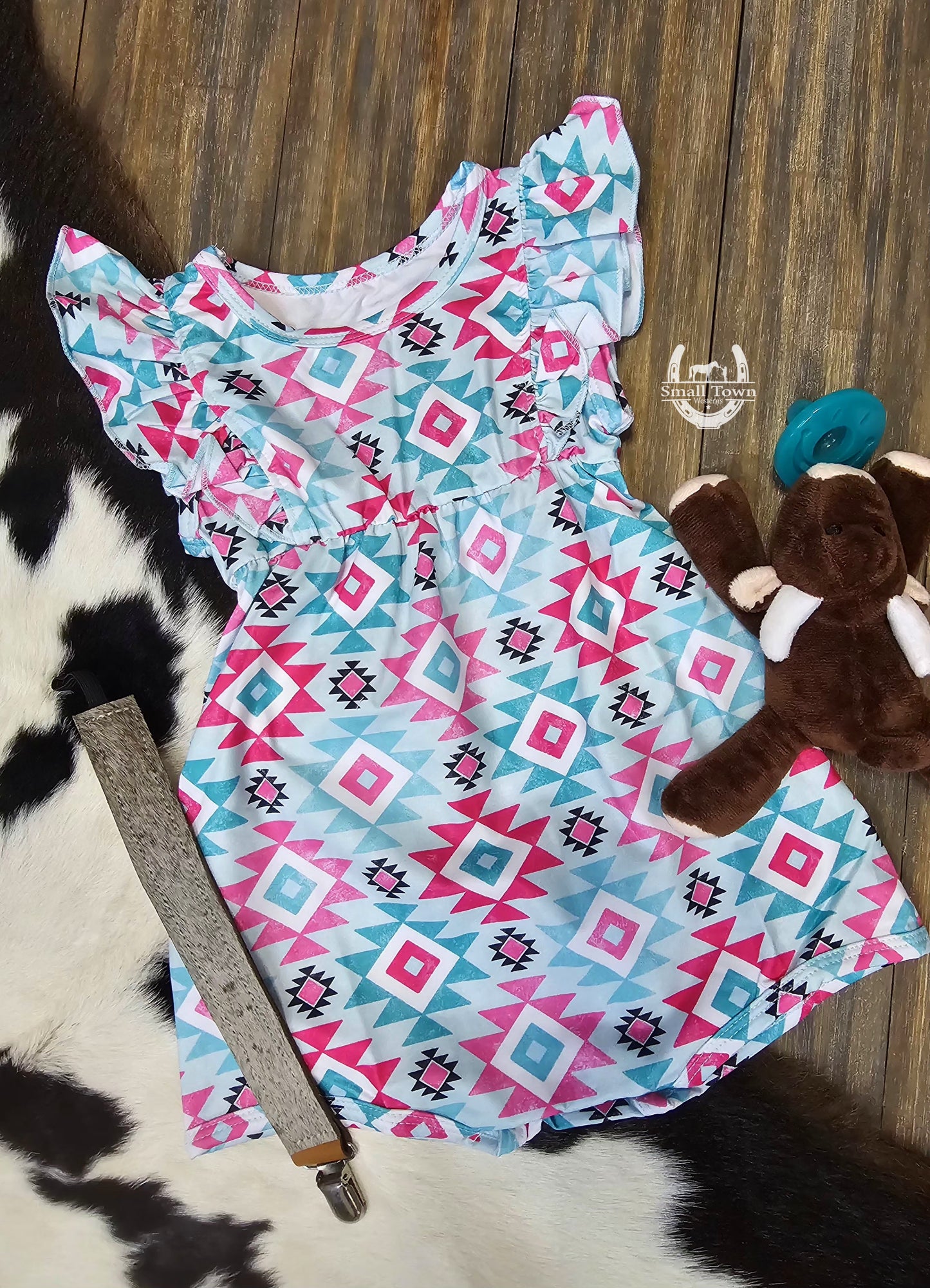 Rowdy Romper / Girls Adorable Western Print