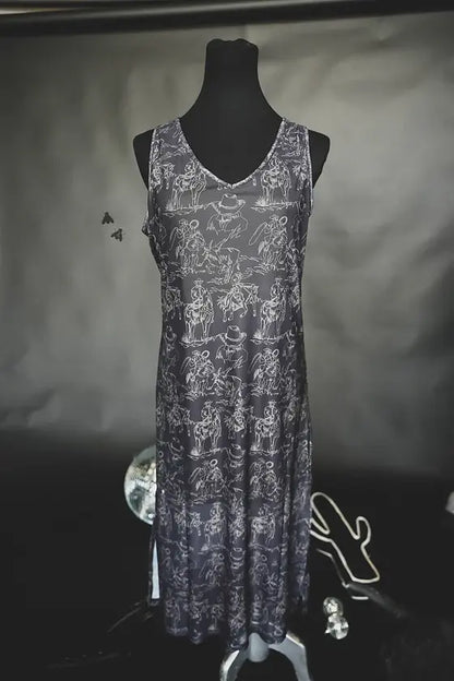Thank You Mesh Dress - Cowboy Print | Western Cowgirl Mesh Maxi Dress Plus Size