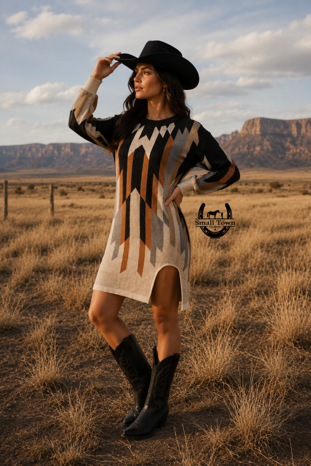 Sedona Vibes Dress | Western Cowgirl Sweater Knit Dress