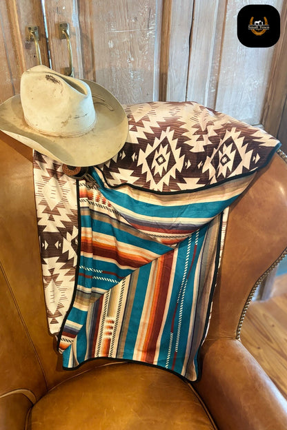 Serape In Scottsdale Blanket | Western Serape Aztec Reversible Throw Blanket