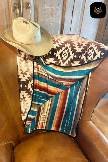 Serape In Scottsdale Blanket | Western Serape Aztec Reversible Throw Blanket