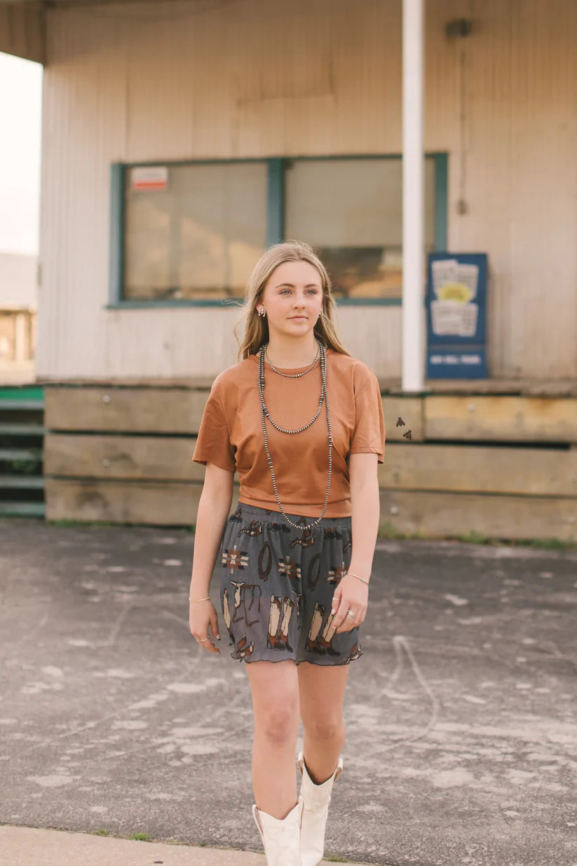 Spur 'Em Silly Skort | Western Wrangler Print Cowgirl Flowy Skort
