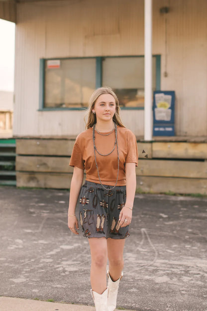 Spur 'Em Silly Skort | Western Wrangler Print Cowgirl Flowy Skort