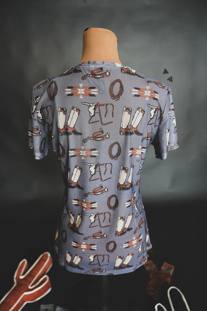 Tack Room Mesh Top | Western Cowgirl Short Sleeve Mesh Top