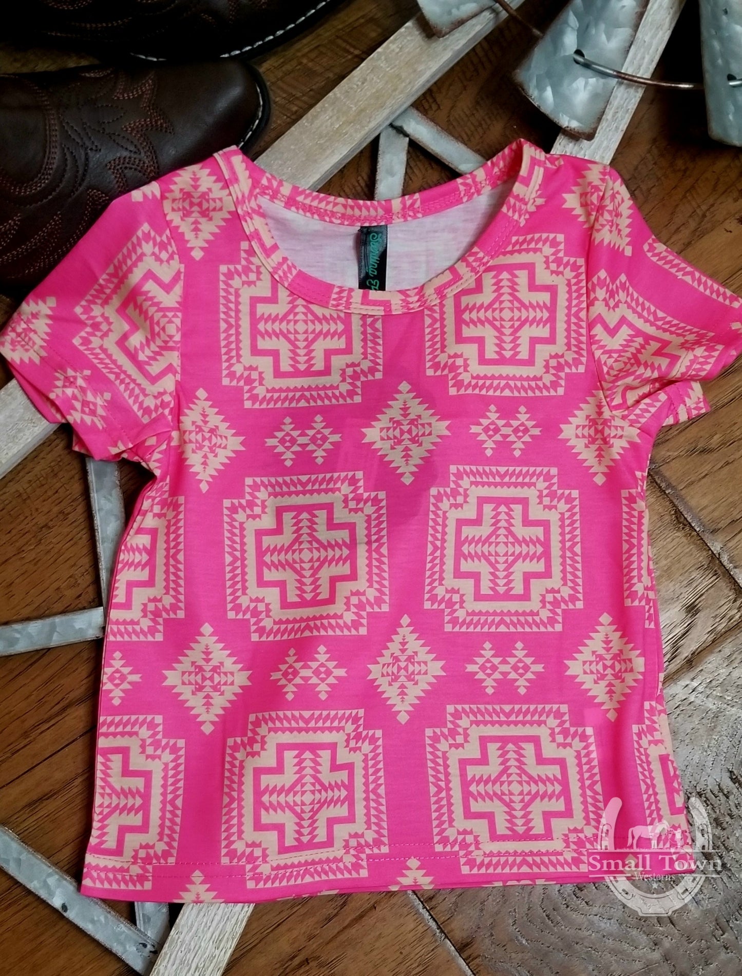 Bubblegum Babe Top | Western Cowgirl Hot Pink Aztec Print Top