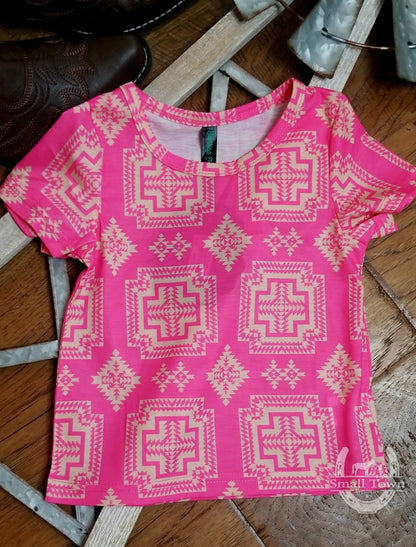 Bubblegum Babe Top | Western Cowgirl Hot Pink Aztec Print Top