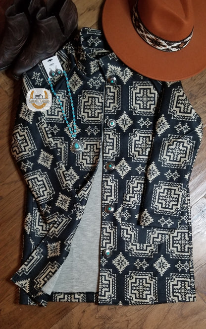 Classy Vibes Duster Jacket | Western Cowgirl Aztec Open Front Duster
