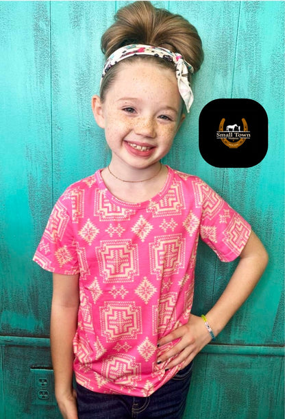 Bubblegum Babe Top | Western Cowgirl Hot Pink Aztec Print Top