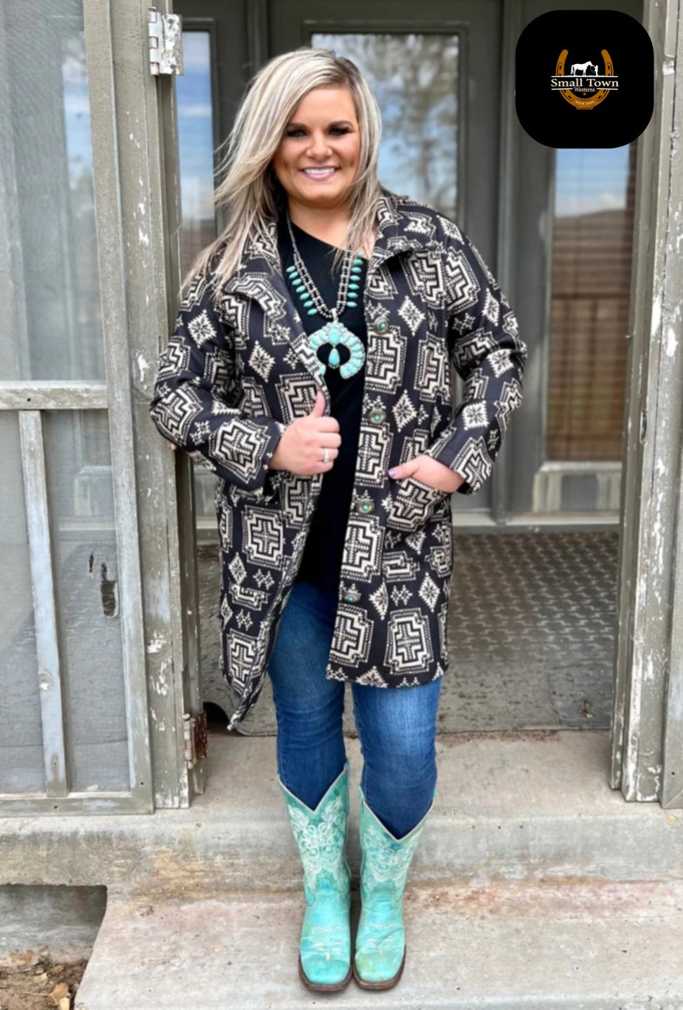 Classy Vibes Duster Jacket | Western Cowgirl Aztec Open Front Duster