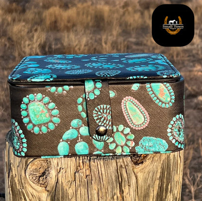 Jazzy Turquoise Jewelry Box | Western Cowgirl Turquoise Travel Jewelry Organizer