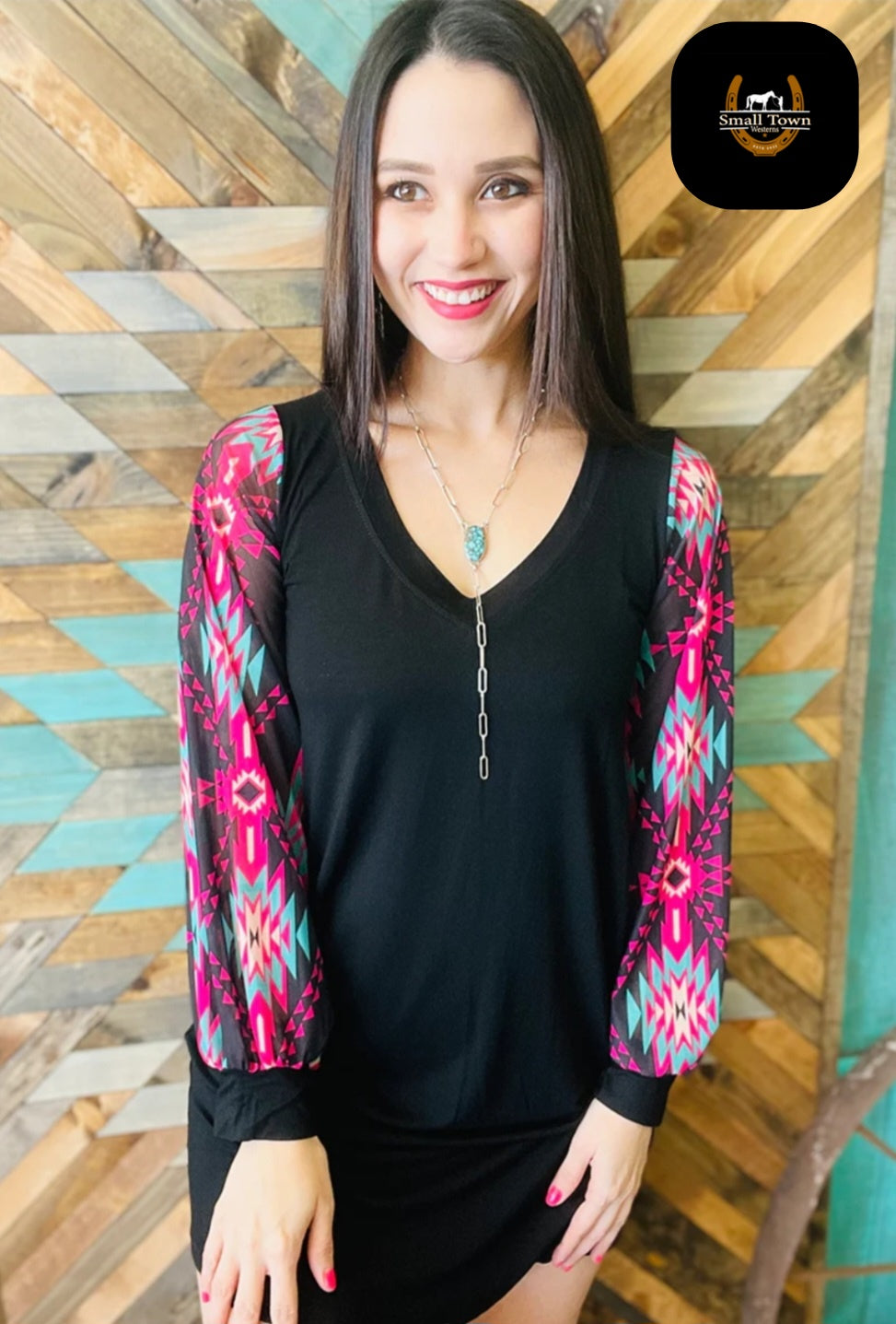 Party Crowd Dress | Western Aztec Cowgirl Bubble Sleeve Mini Dress